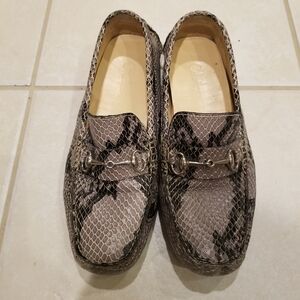 Women Sz. 6 1/2B Cole Haan Snakeskin Embossed Leather Loafers Driving Moccasin